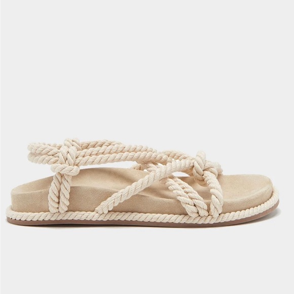 ULLA JOHNSON Suri Twisted Rope Flat Sandal in Natural cream size 37.5 7.5 NWOT - Picture 2 of 9